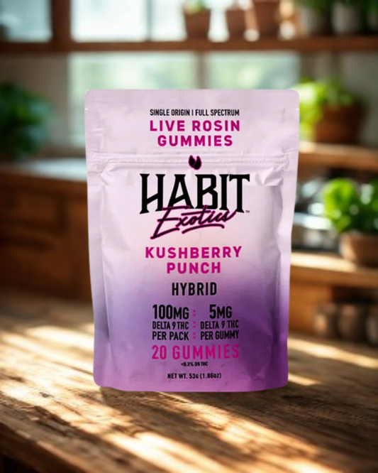 Habit Exotics- Kushberry Punch Live Rosin D9 Gummies (Hybrid)