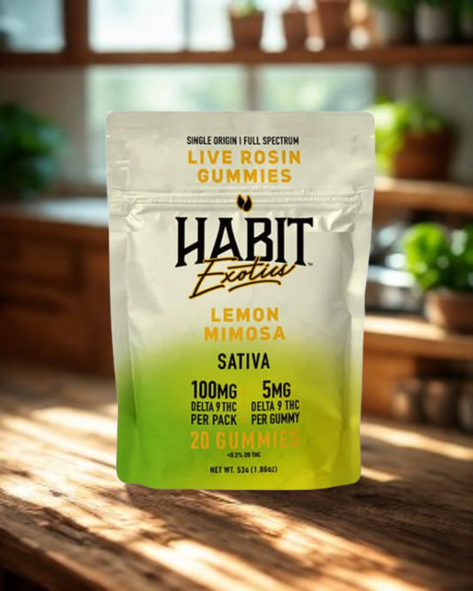 Habit Exotics- Lemon Mimosa Live Rosin D9 Gummies (Sativa)